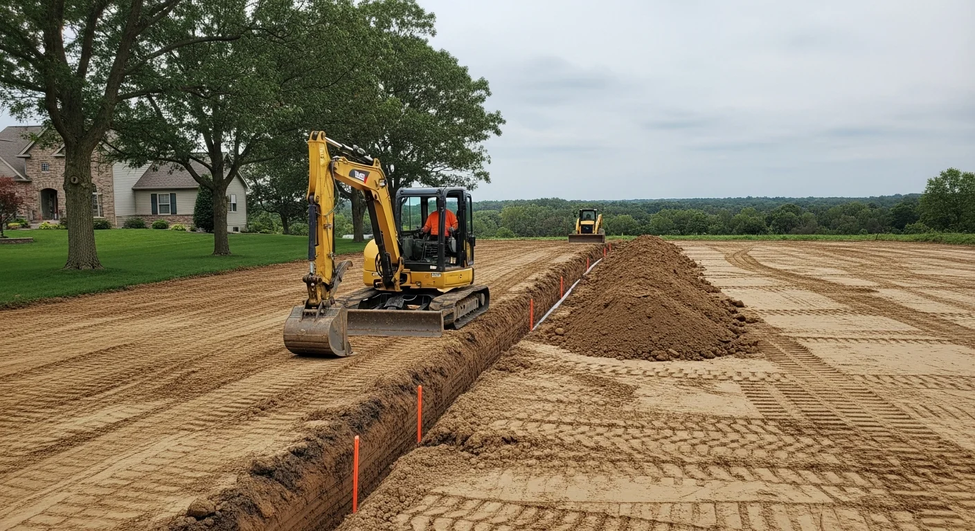 Excavation and grading equipment at job site in Medina County