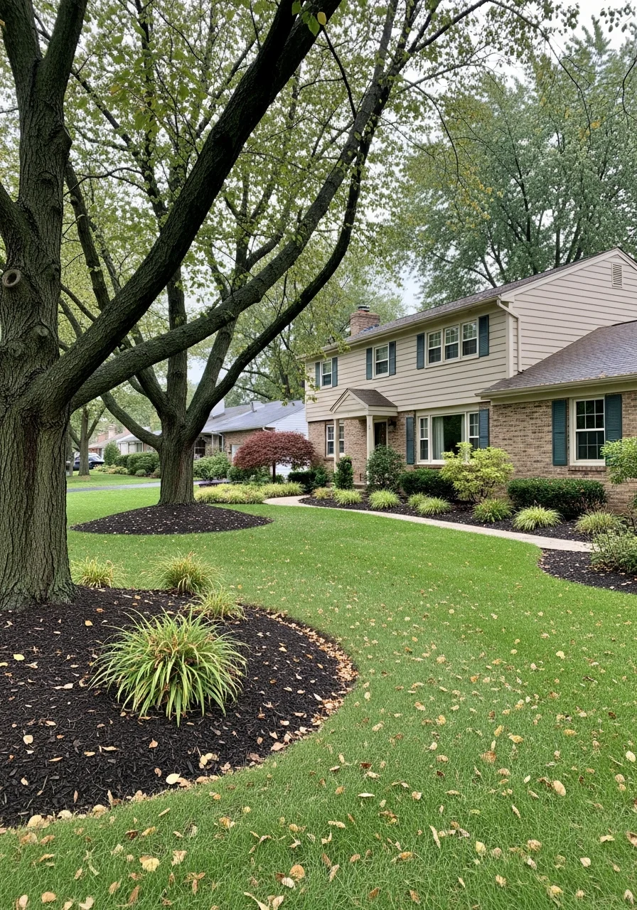 Portrait of a Cuyahoga County residential property with typical suburban architecture and landscaping.
